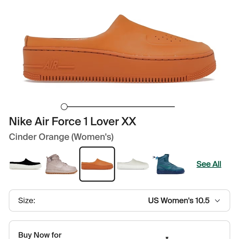 Nike Air Force 1 Lover XX Cinder Orange Mules